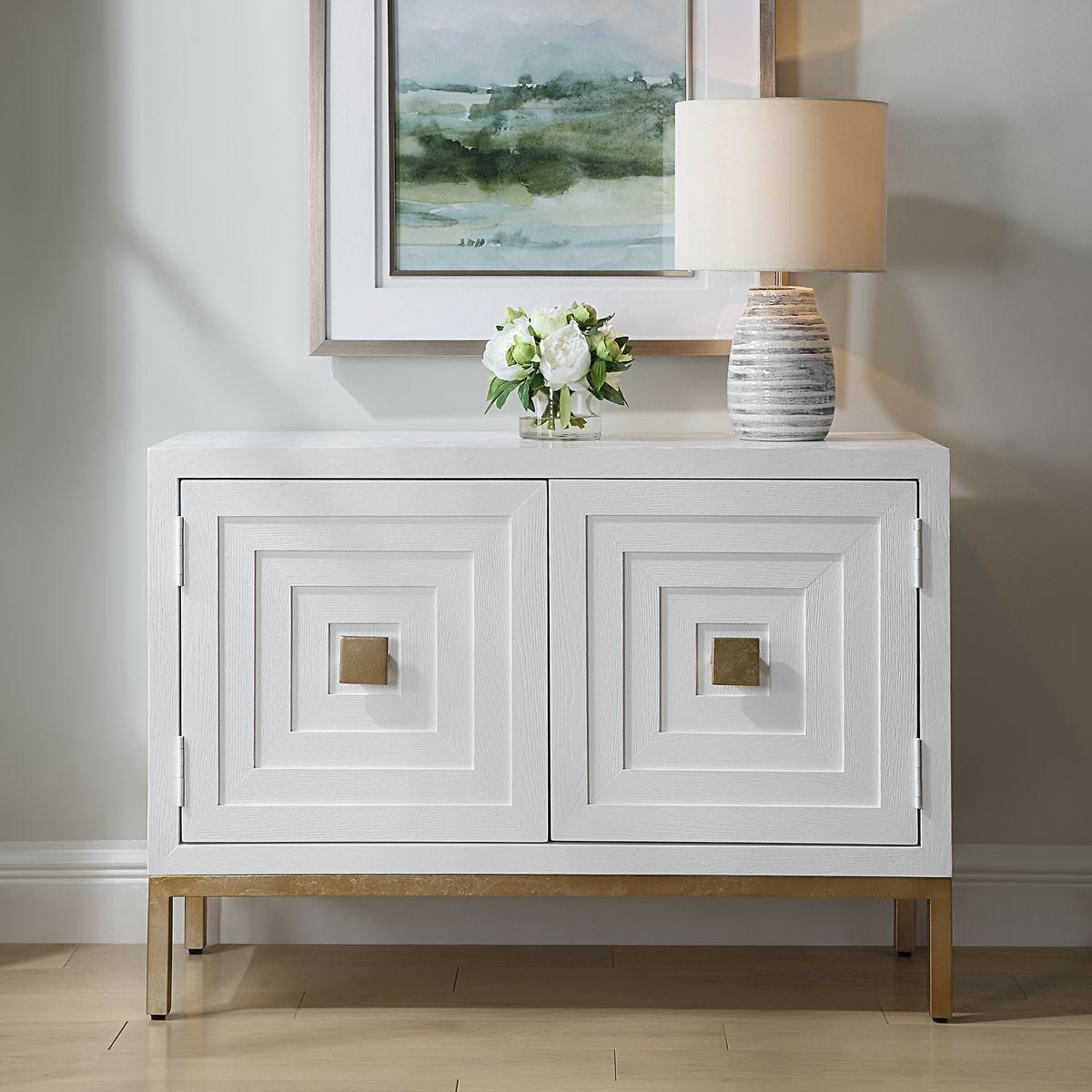 Aiken 2 Door Cabinet, White – Furniture by Uttermost | Sutter & Vale