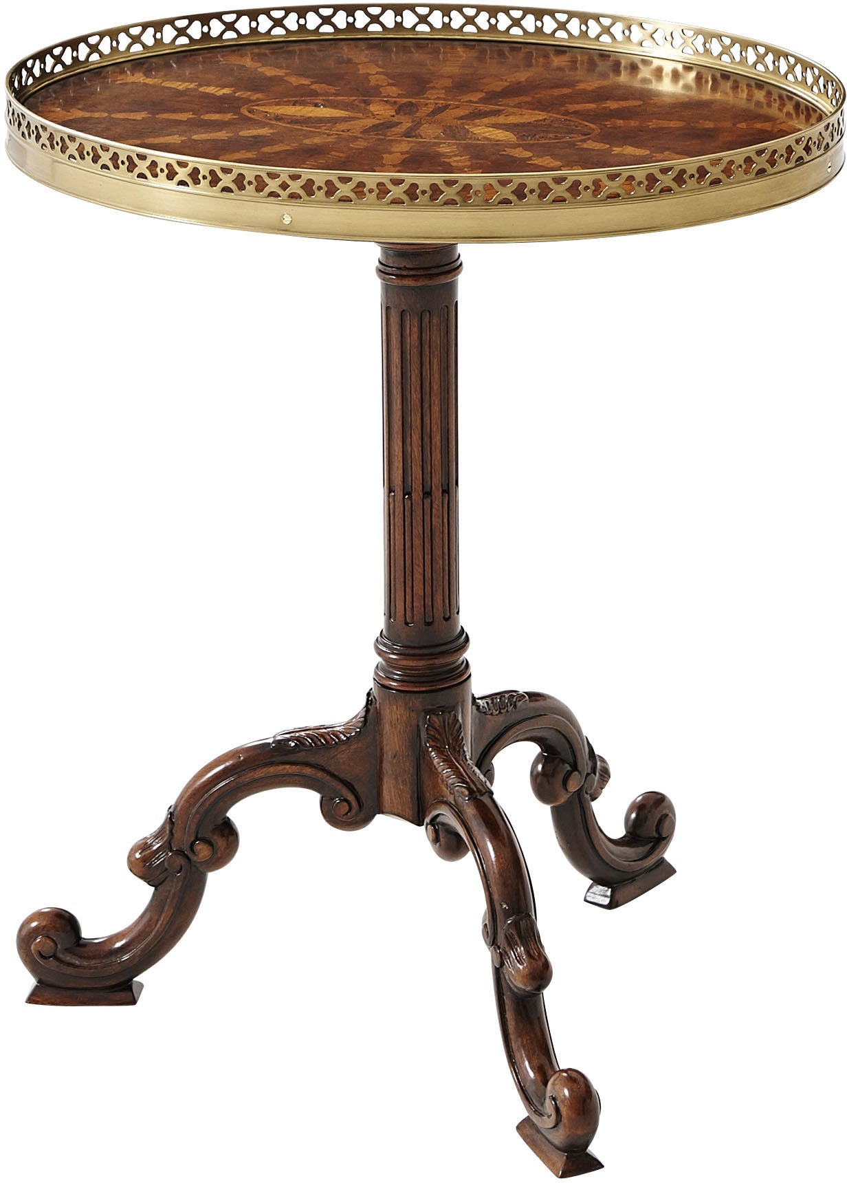 Radiating Parquetry Accent Table in Mahogany - Theodore Alexander
