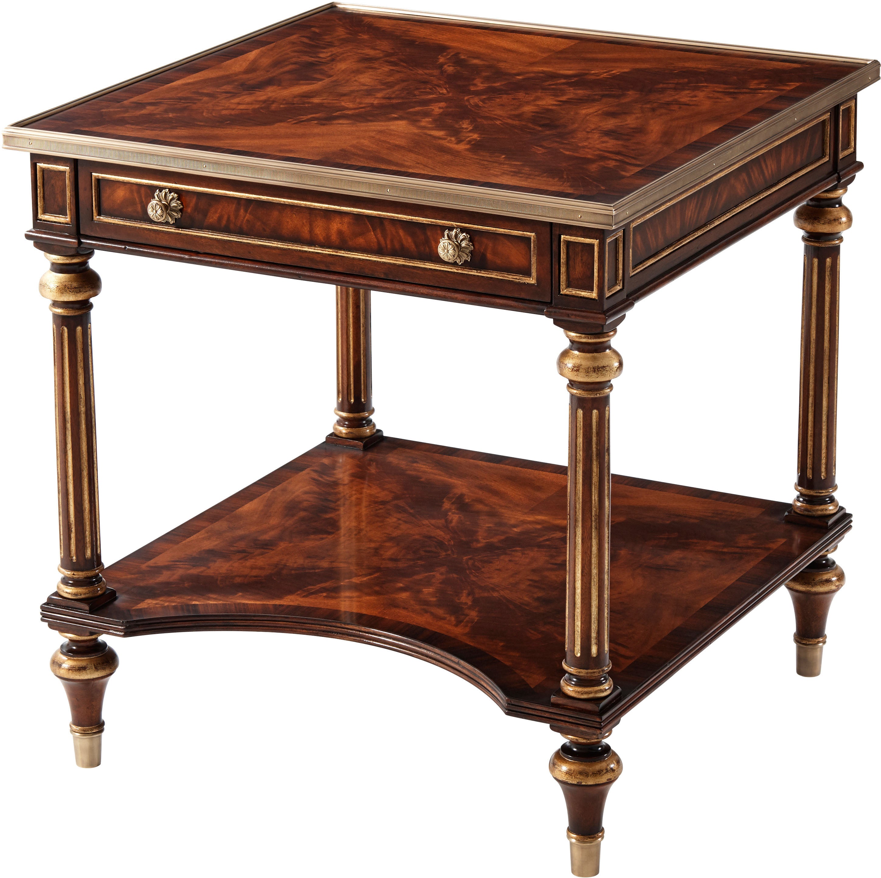 Director's Side Table in Flame Figured Veneer, Mahogany - Theodore Alexander
