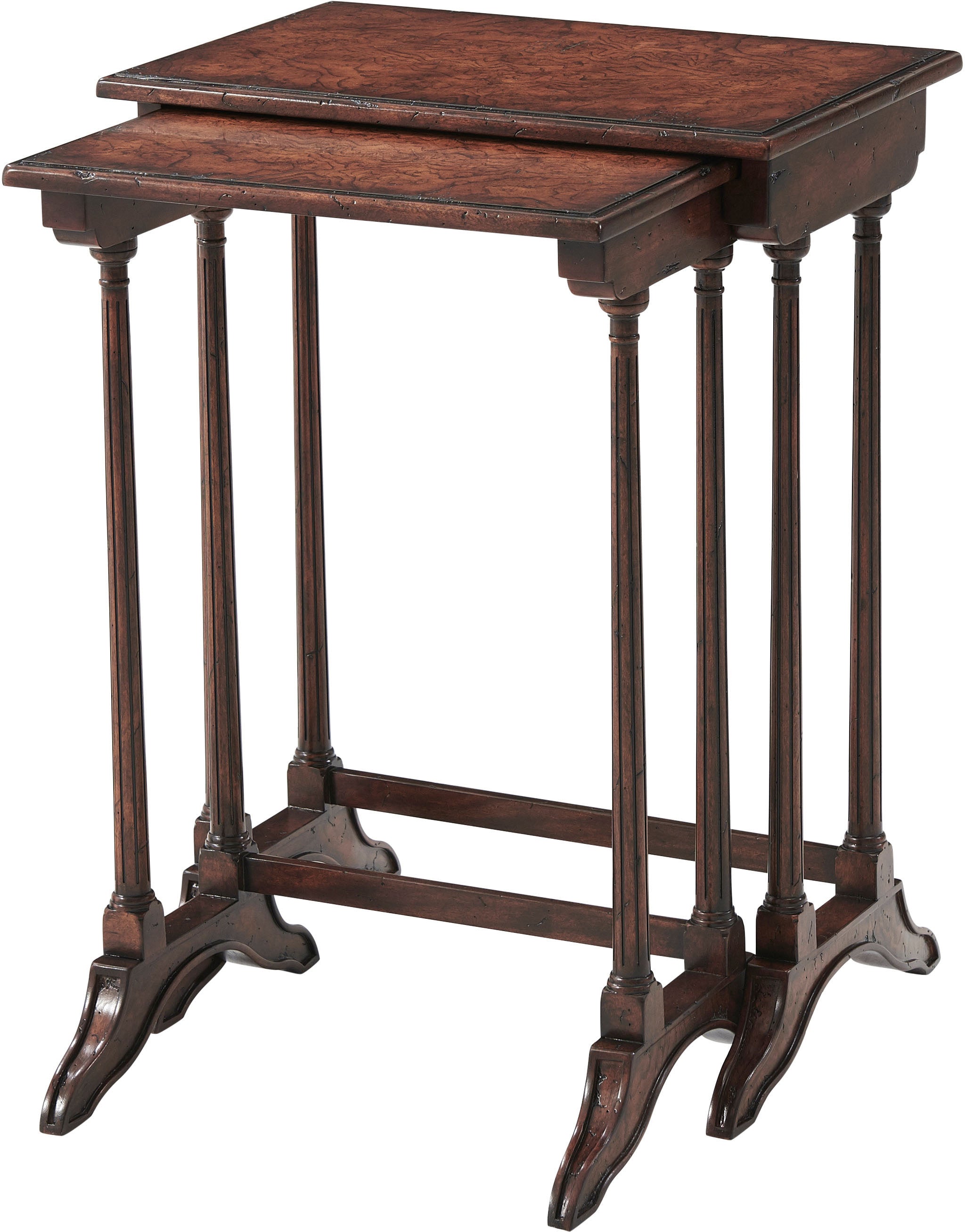 Perfect Nest of Tables in Ash Burl Veneer, Acacia - Theodore Alexander