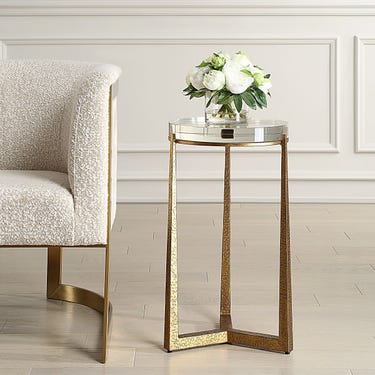 Midas Round Accent Table, Gold