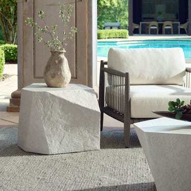 Parra Indoor-Outdoor Side Table, Limestone