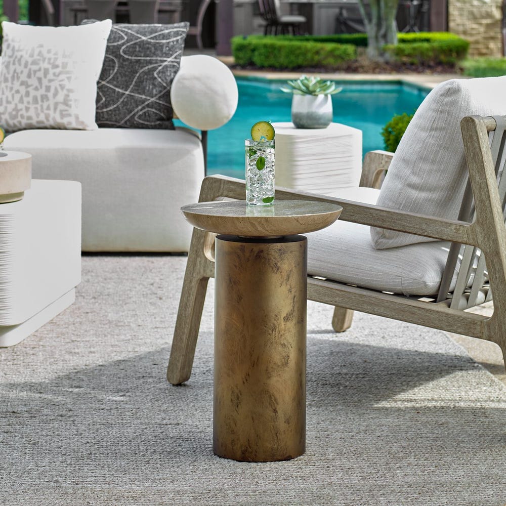 Oslo Indoor-Outdoor Accent Table, Brass, 2 Cartons