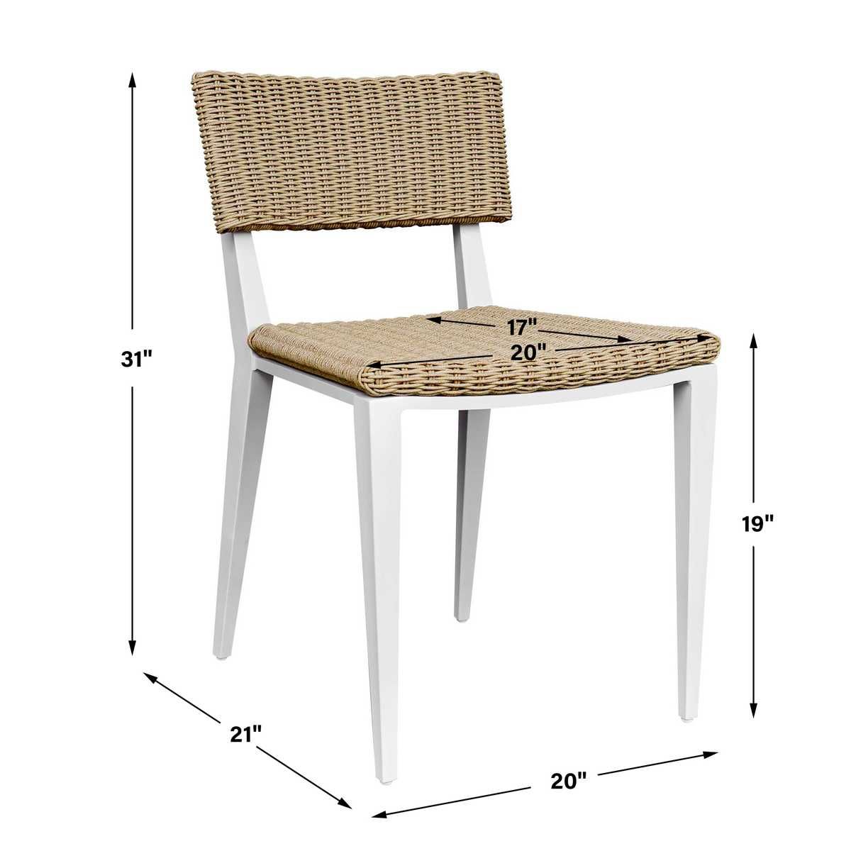 Calbas Outdoor Dining Chair, White – Furniture by Uttermost | Sutter & Vale