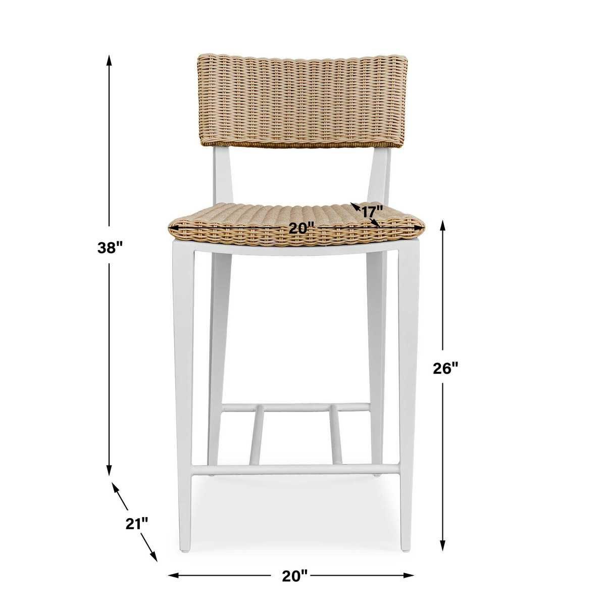 Calbas Outdoor Counter Stool, White – Furniture by Uttermost | Sutter & Vale