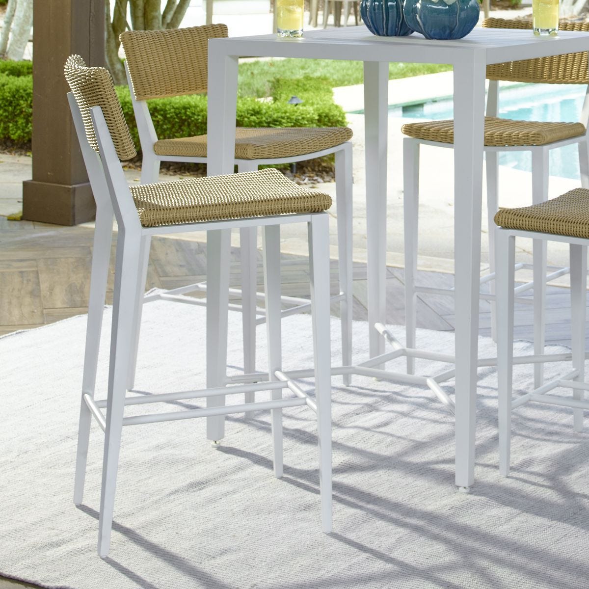 Calbas Outdoor Bar Stool, White – Furniture by Uttermost | Sutter & Vale