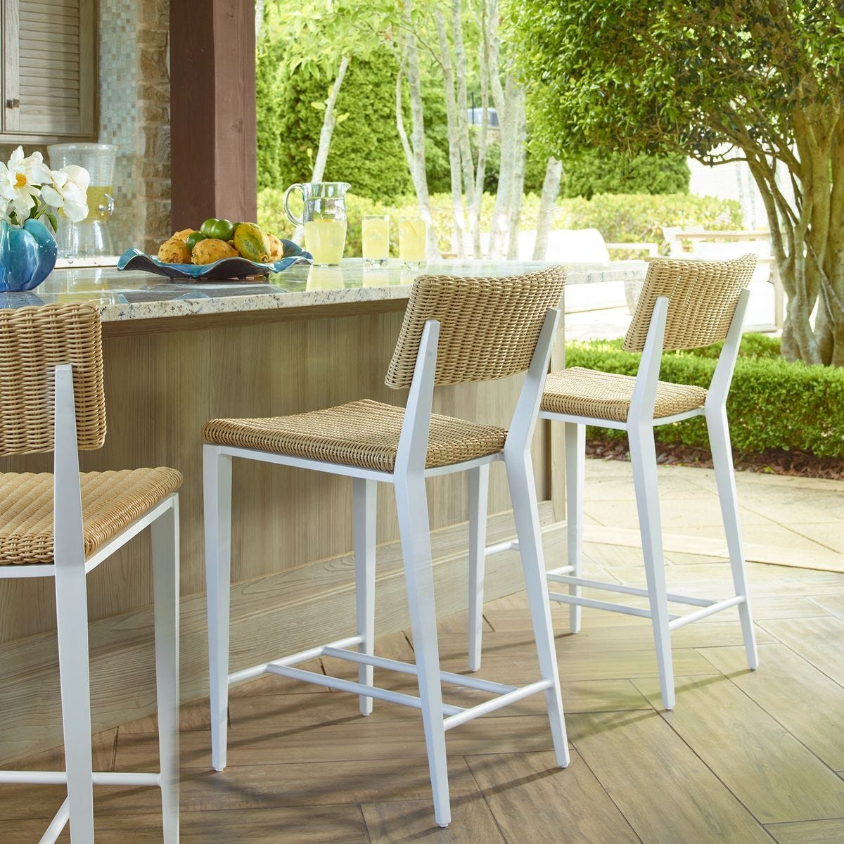 Calbas Outdoor Bar Stool, White – Furniture by Uttermost | Sutter & Vale