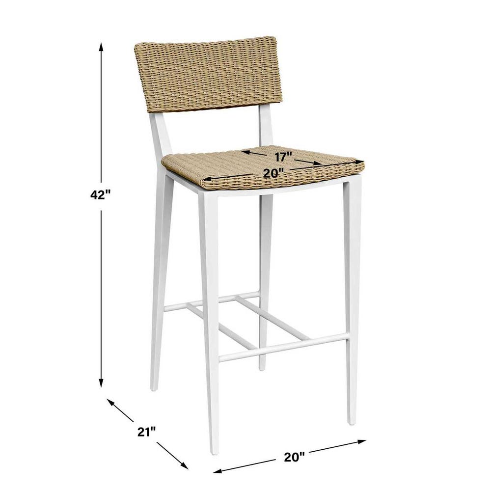 Calbas Outdoor Bar Stool, White