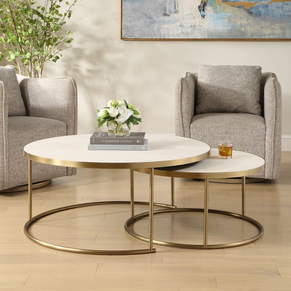 Aragon Nesting Coffee Tables, White, S/2 – Furniture by Uttermost | Sutter & Vale