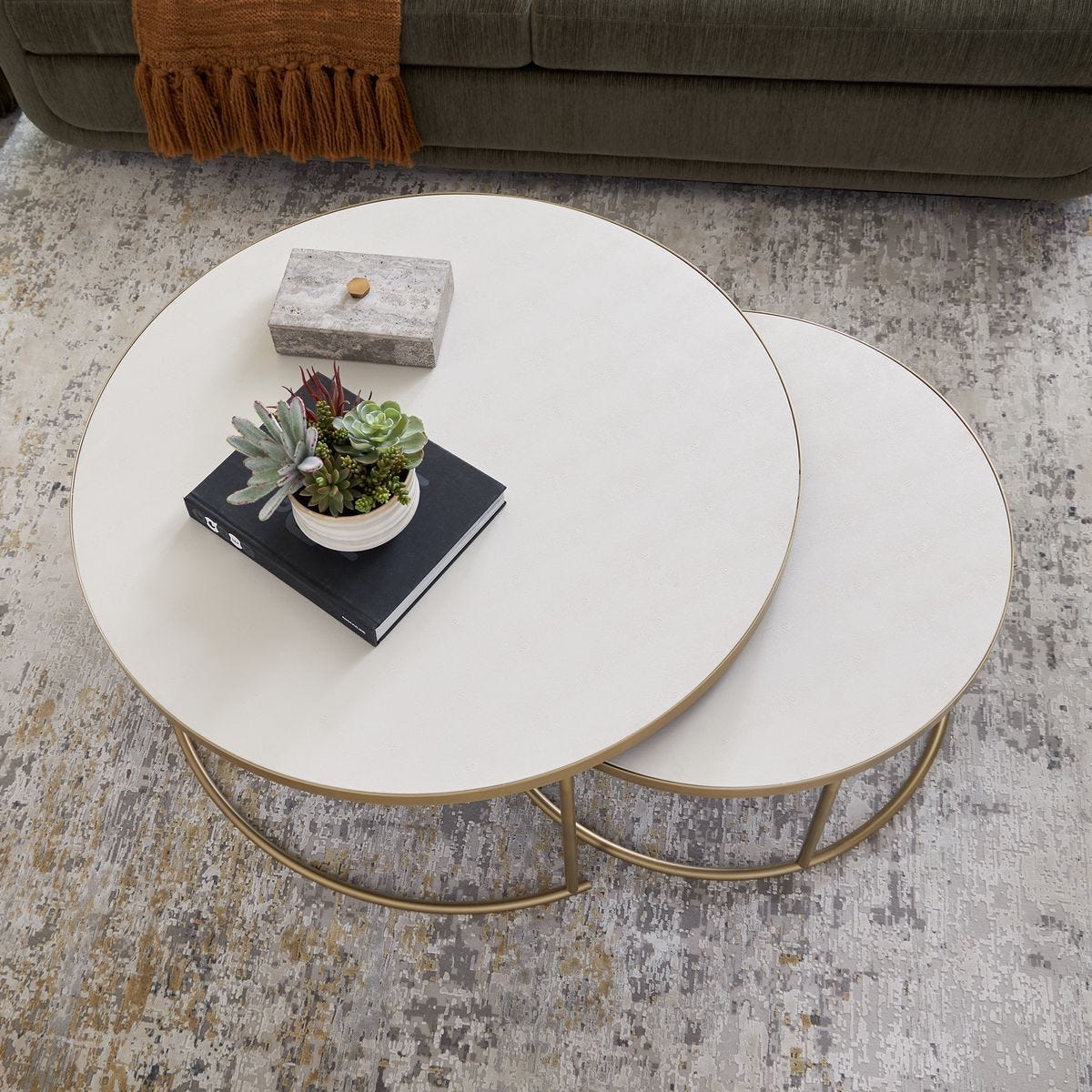 Aragon Nesting Coffee Tables, White, S/2 – Furniture by Uttermost | Sutter & Vale