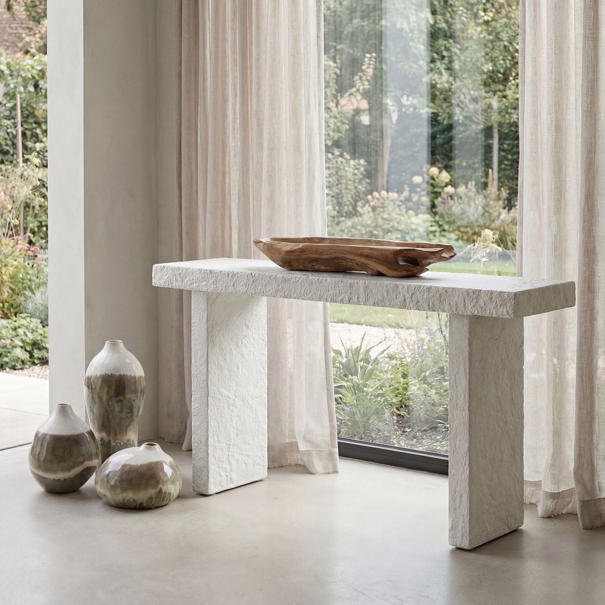 Hagan Indoor-Outdoor Console Table, Limestone, 2 CARTONS – Furniture by Uttermost | Sutter & Vale