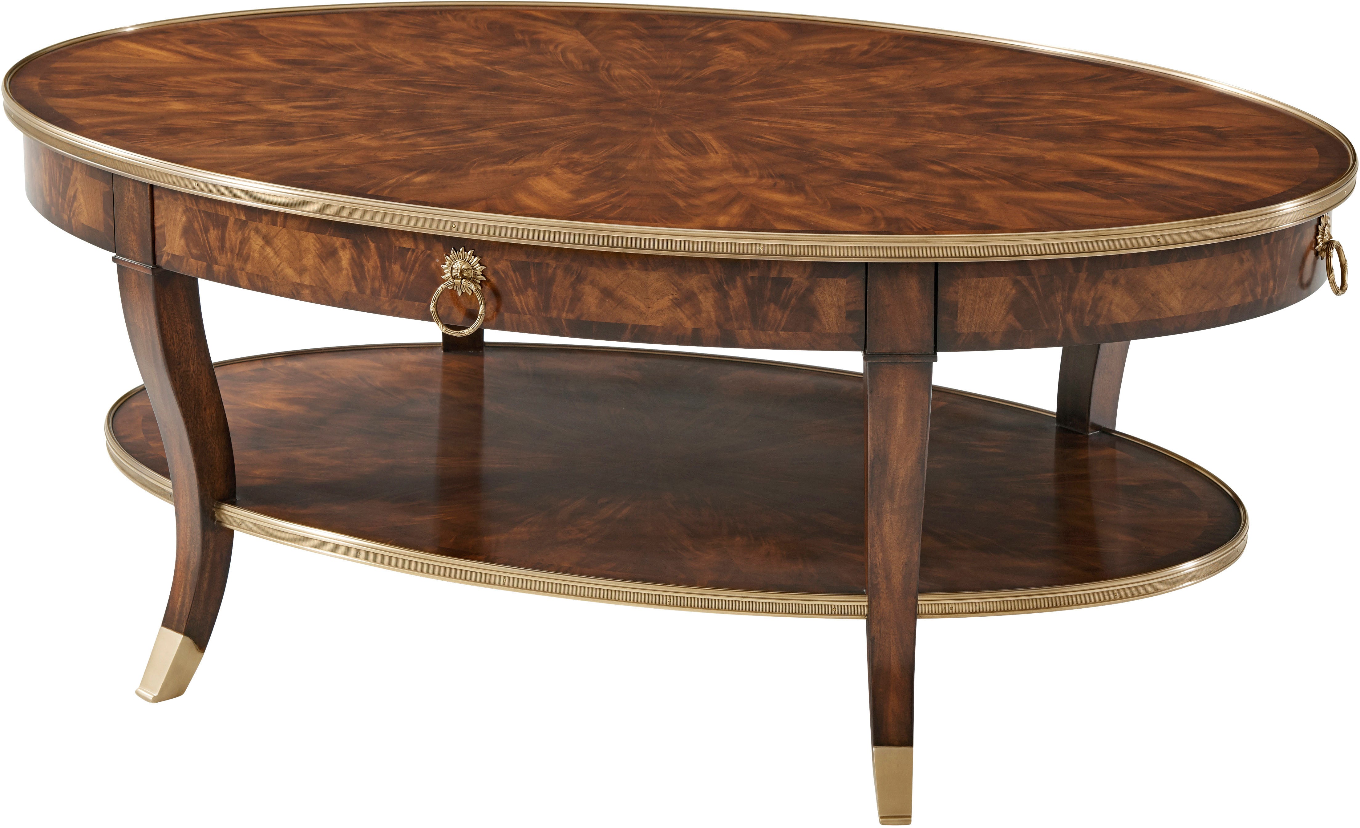 Around in Circles Cocktail Table in Flame Figured Veneer, Mahogany - Theodore Alexander
