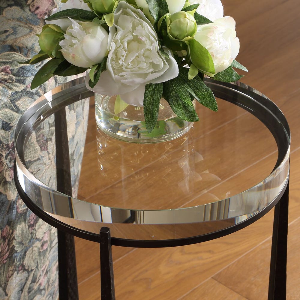 Midas Round Accent Table, Dark Bronze