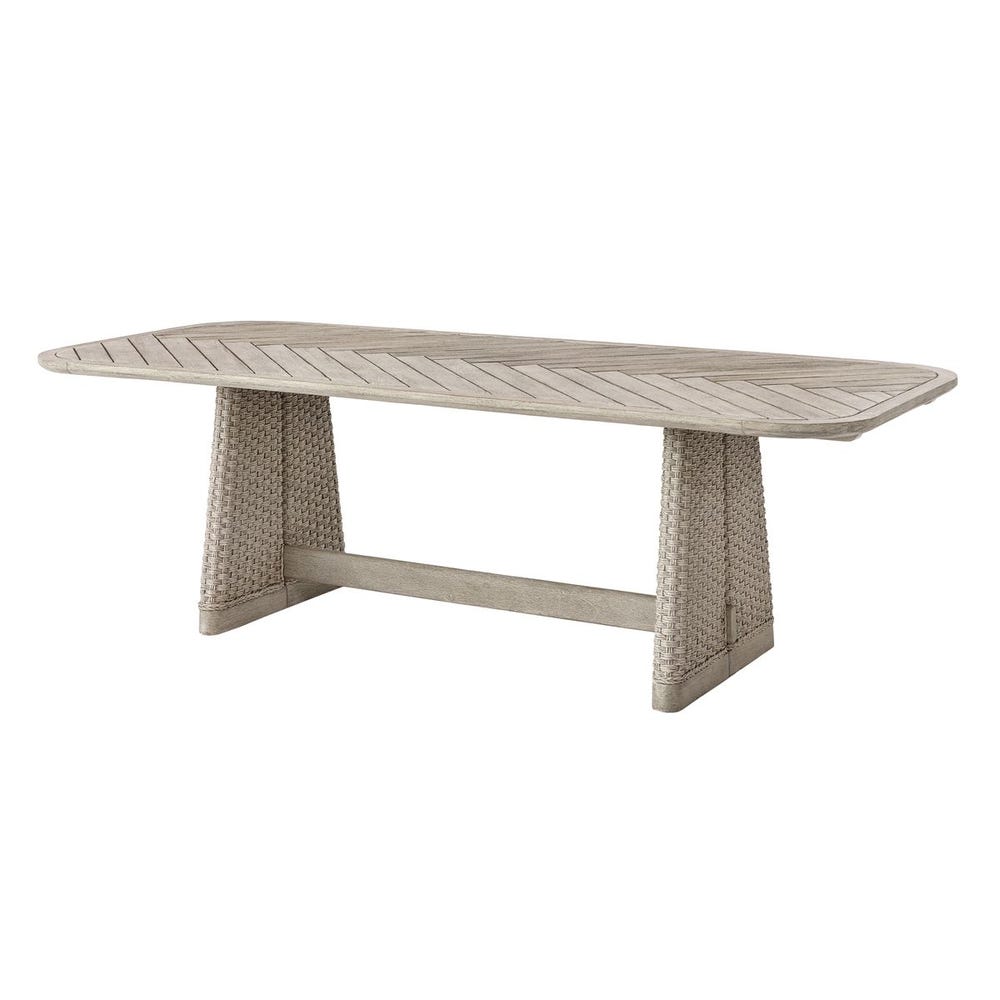 Harbor Herringbone Indoor-Outdoor Dining Table, 2 CARTONS