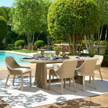 Harbor Herringbone Indoor-Outdoor Dining Table, 2 CARTONS