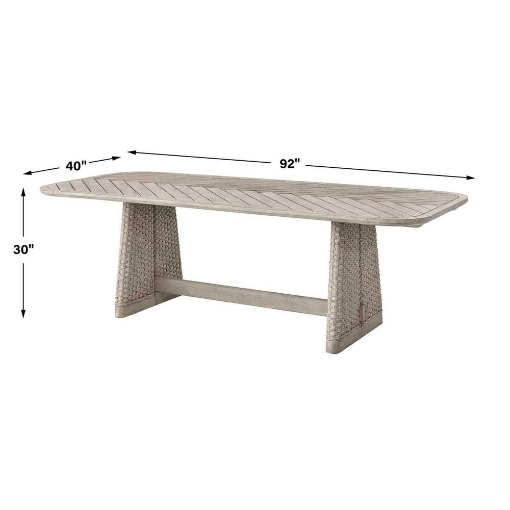 Harbor Herringbone Indoor-Outdoor Dining Table, 2 CARTONS