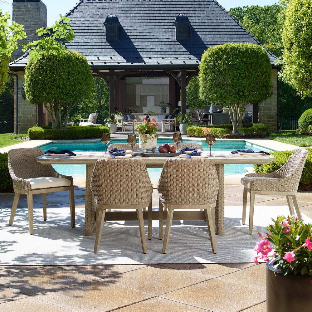 Harbor Herringbone Indoor-Outdoor Dining Table, 2 CARTONS