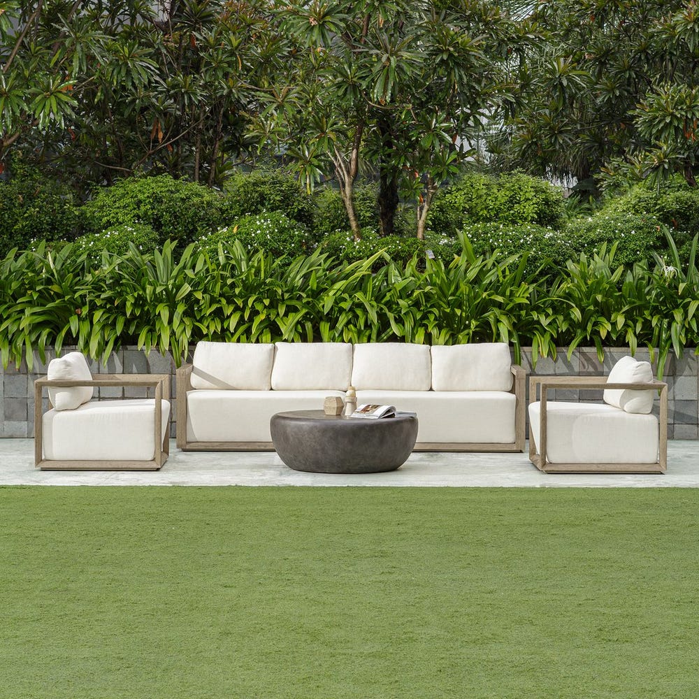 Remsen Outdoor Lounge Chair, Weathered Gray/Oyster