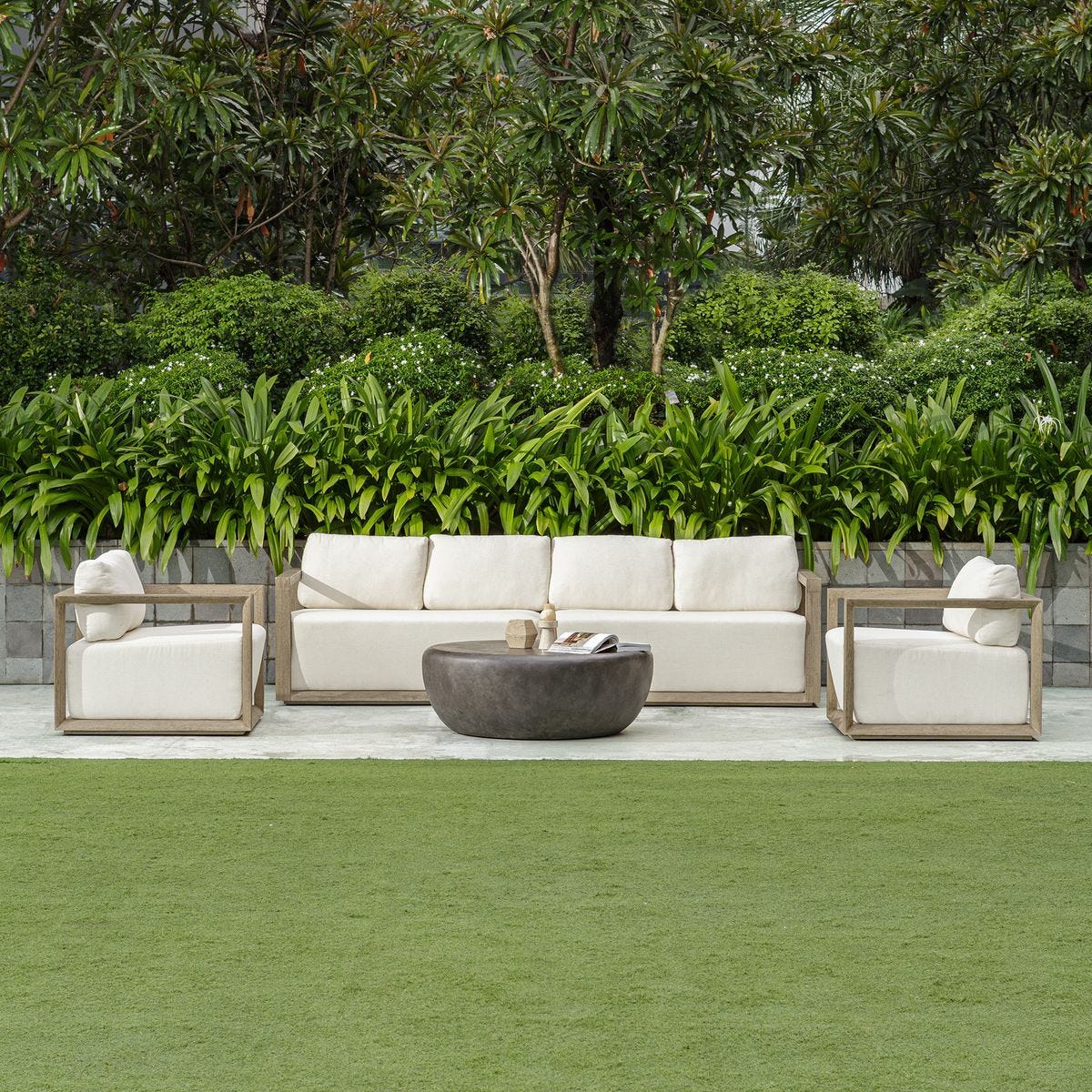 Remsen Outdoor Lounge Chair, Weathered Gray/Oyster – Furniture by Uttermost | Sutter & Vale