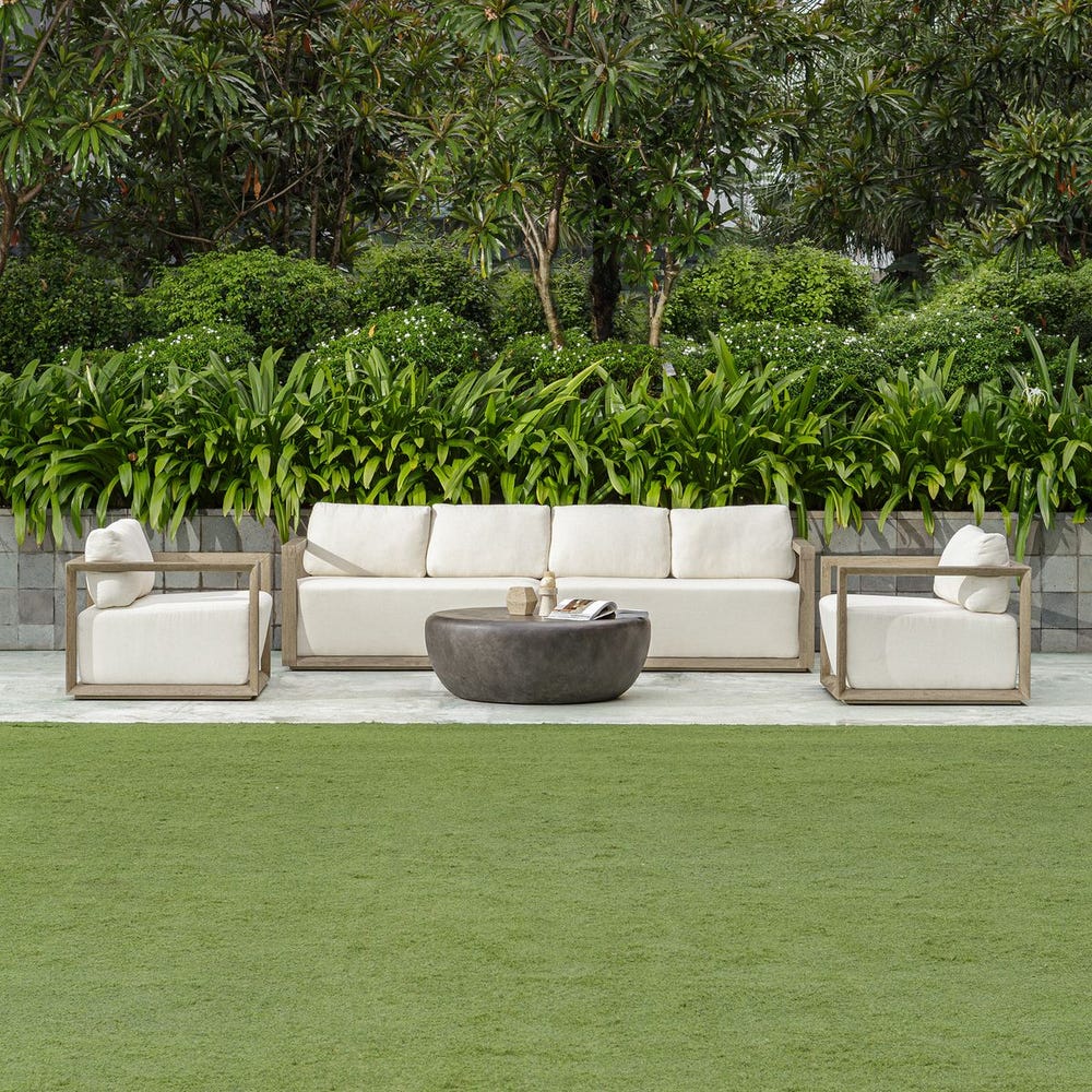 Remsen 4 Seater Outdoor Sofa, Weathered Gray/Oyster