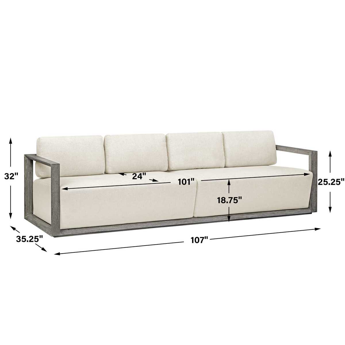 Remsen 4 Seater Outdoor Sofa, Weathered Gray/Oyster