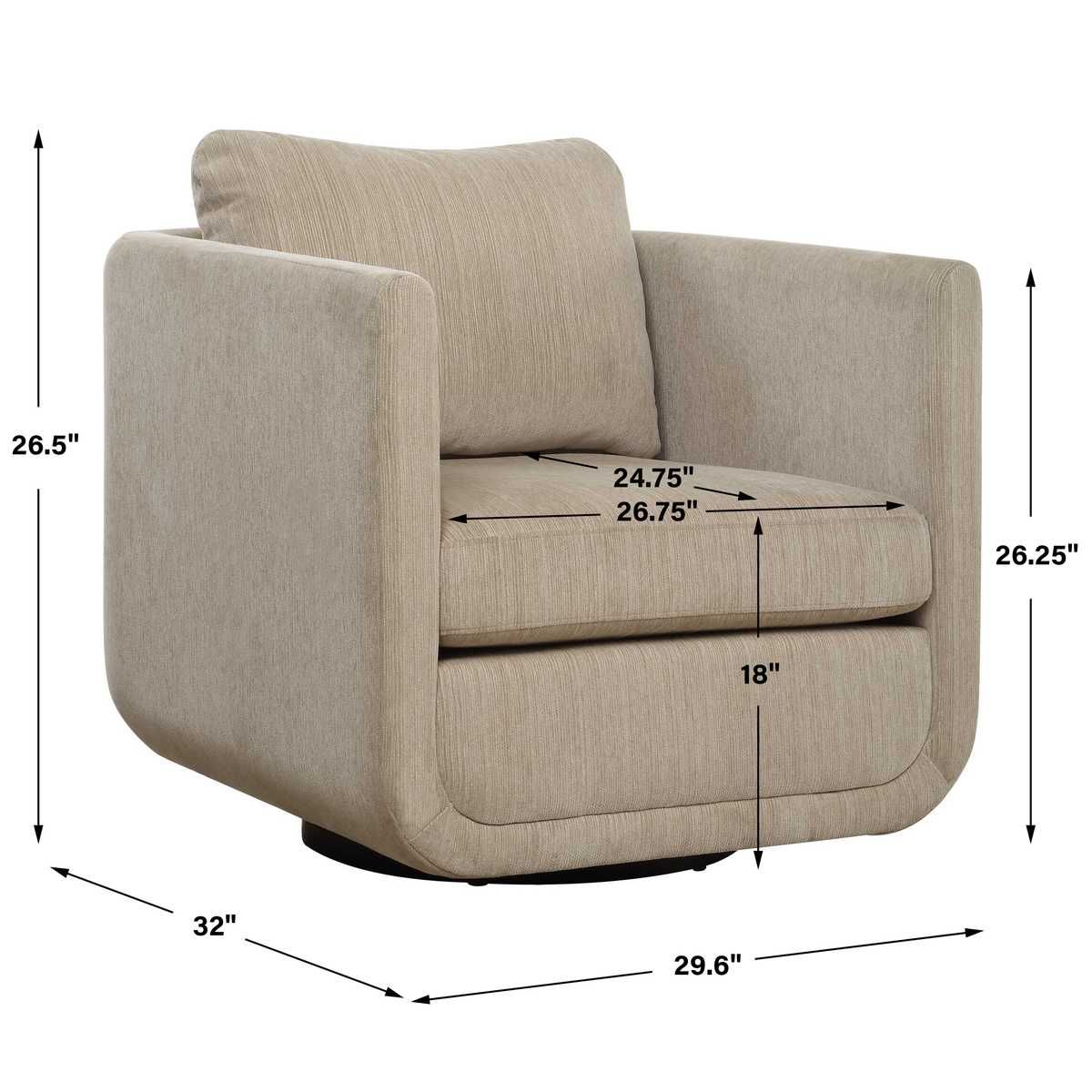 Abound Swivel Chair, Porcelain – Furniture by Uttermost | Sutter & Vale