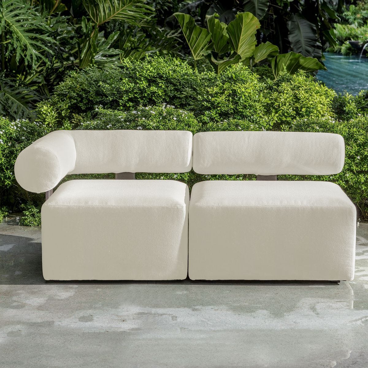 Bolster Back Outdoor Sofa, Armless – Furniture by Uttermost | Sutter & Vale