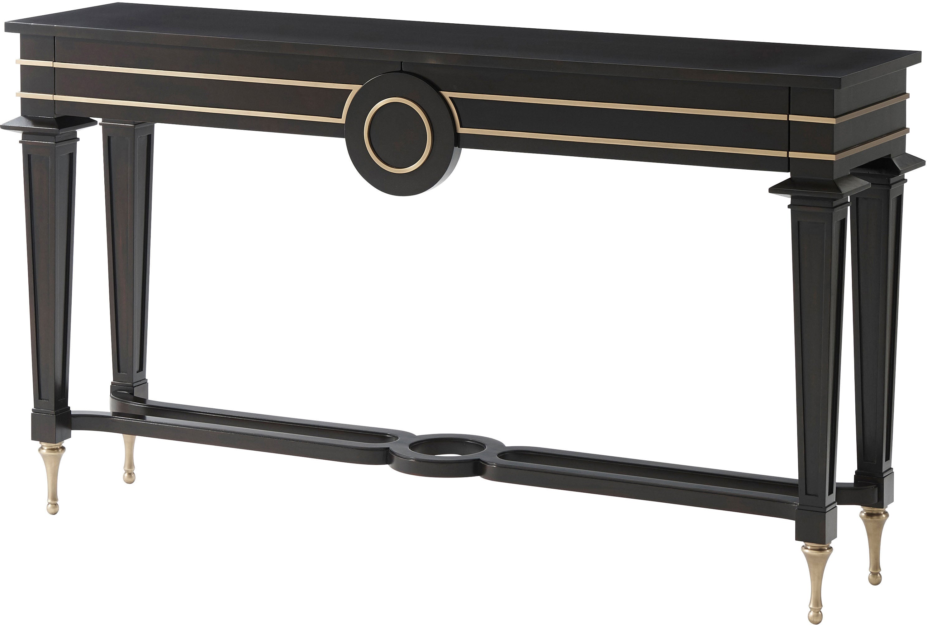 Mid Century Console Table in Imbuya Burl Veneer - Theodore Alexander