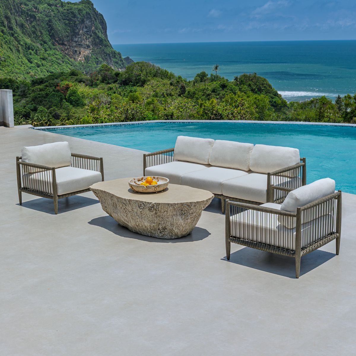Borneo Outdoor Sofa, Oyster – Furniture by Uttermost | Sutter & Vale