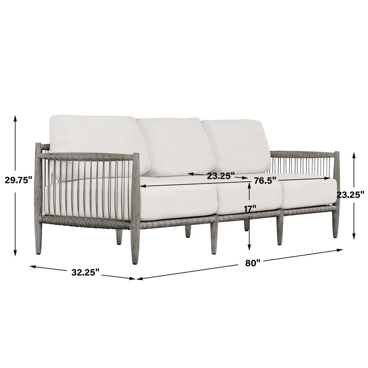 Borneo Outdoor Sofa, Oyster by Uttermost