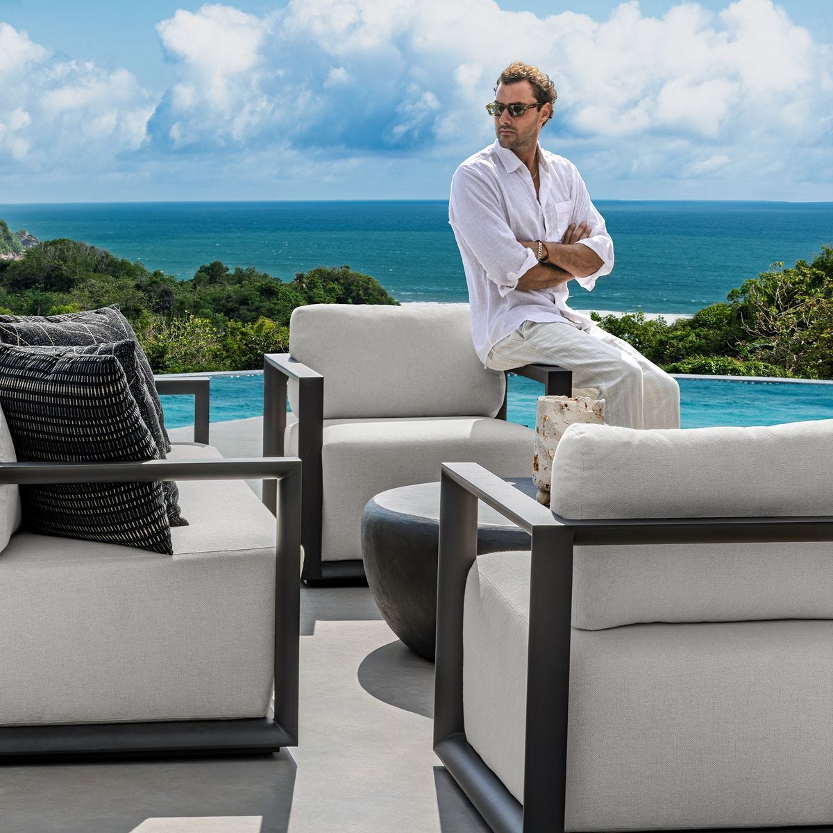 Remsen Outdoor Lounge Chair, Java Black/Oyster – Furniture by Uttermost | Sutter & Vale