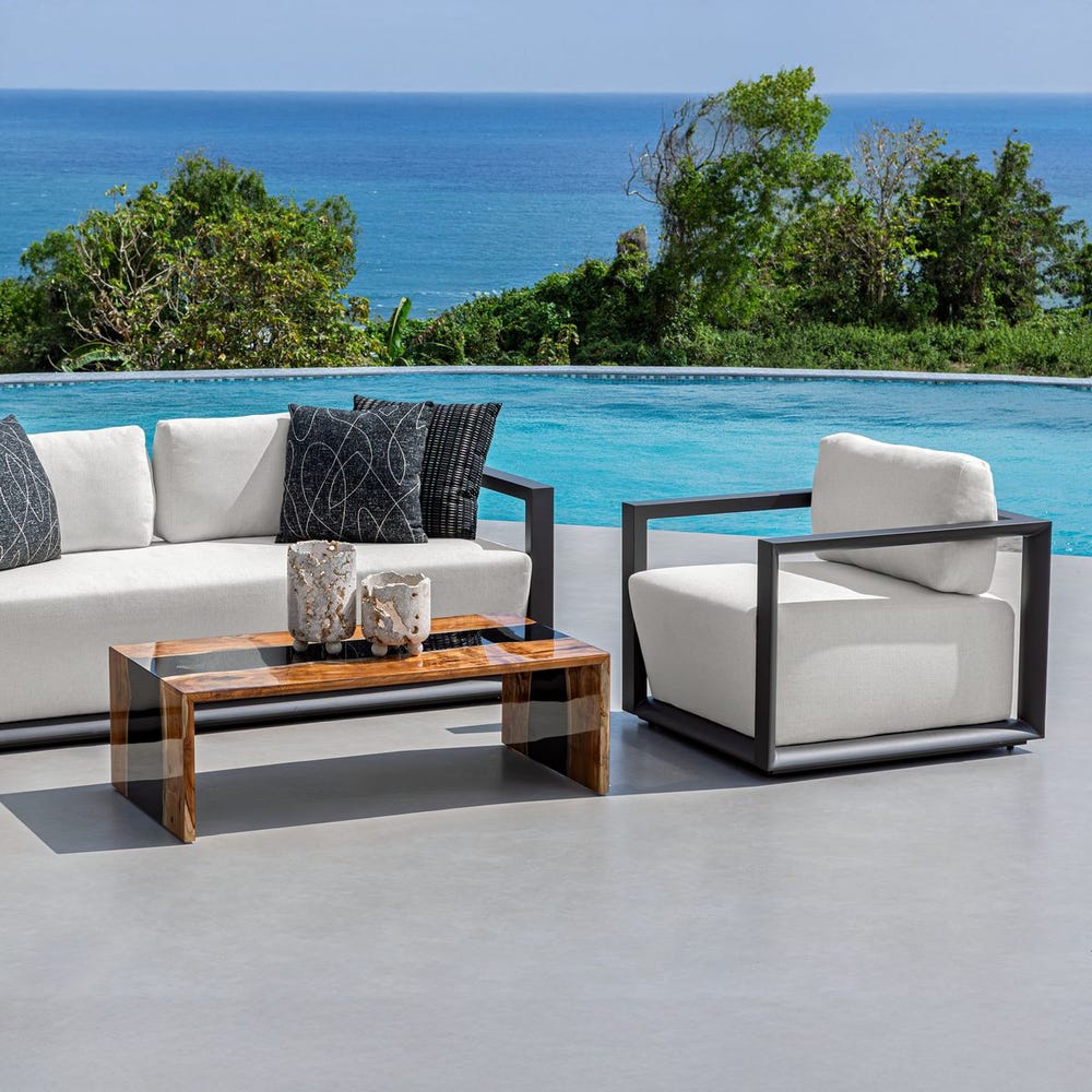 Remsen Outdoor Lounge Chair, Java Black/Oyster
