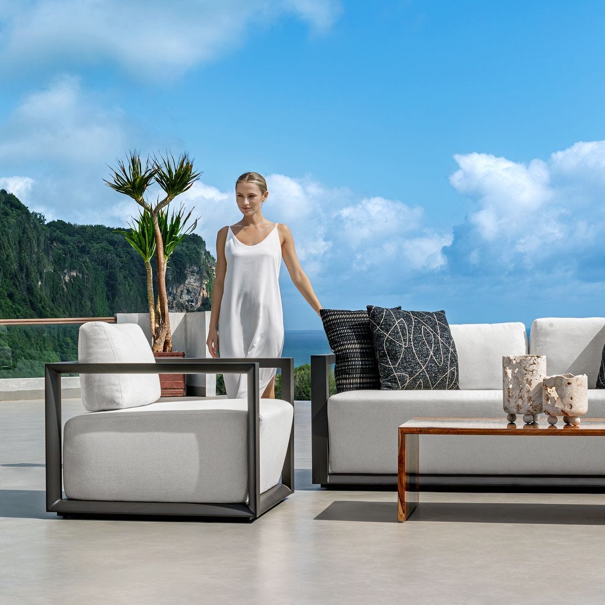 Remsen Outdoor Lounge Chair, Java Black/Oyster – Furniture by Uttermost | Sutter & Vale
