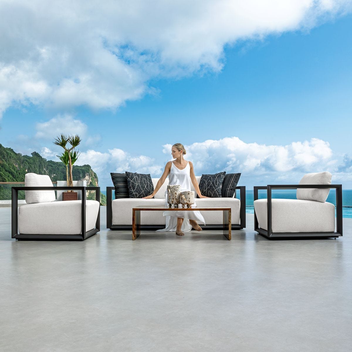 Remsen Outdoor Lounge Chair, Java Black/Oyster – Furniture by Uttermost | Sutter & Vale
