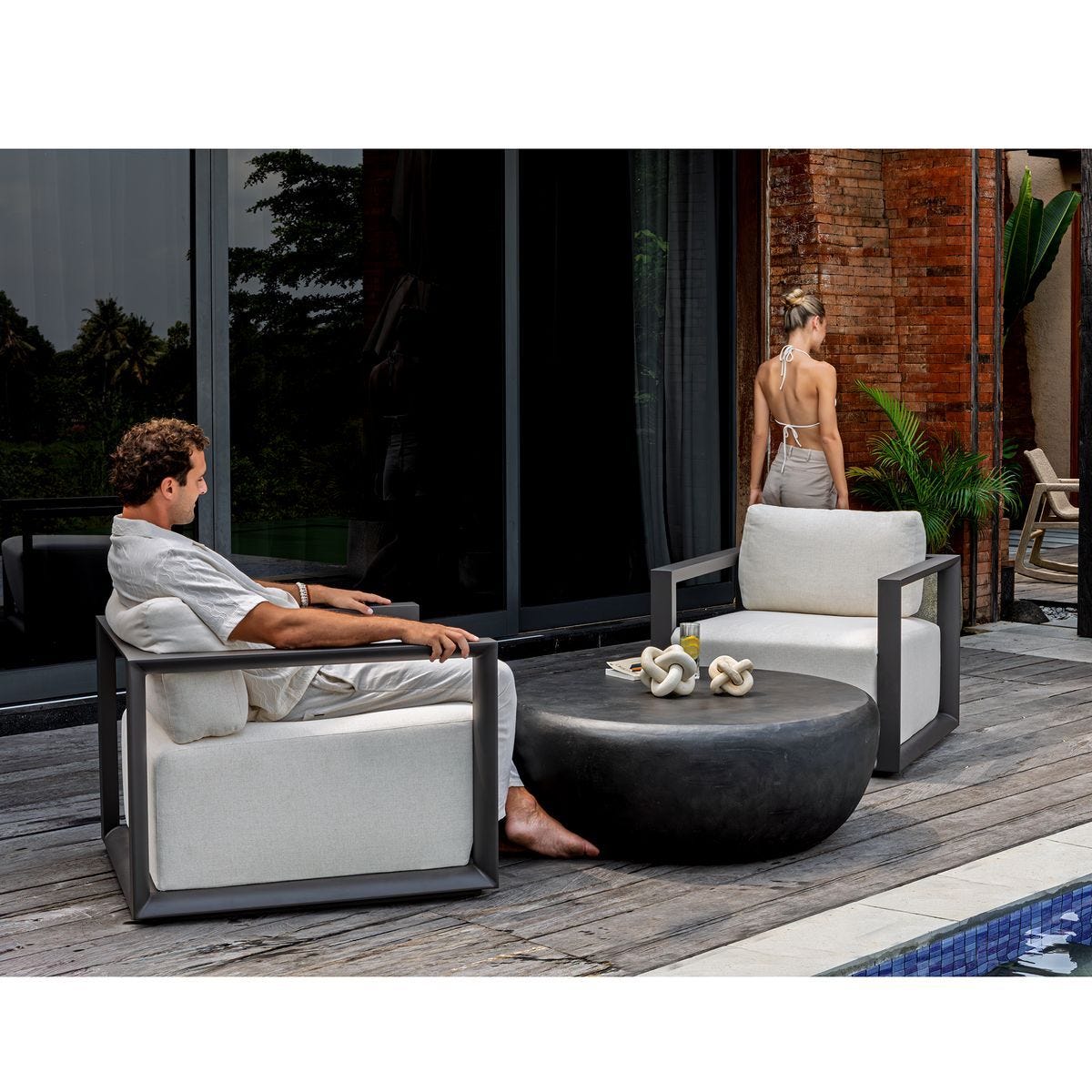 Remsen Outdoor Lounge Chair, Java Black/Oyster by Uttermost