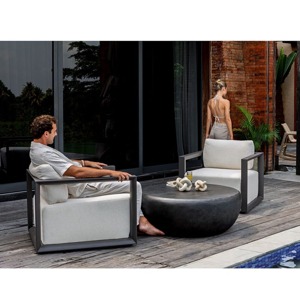 Remsen Outdoor Lounge Chair, Java Black/Oyster