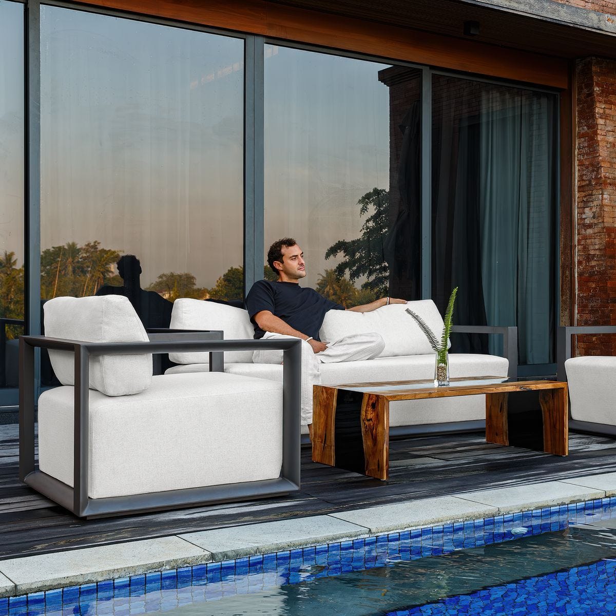 Remsen Outdoor Lounge Chair, Java Black/Oyster by Uttermost