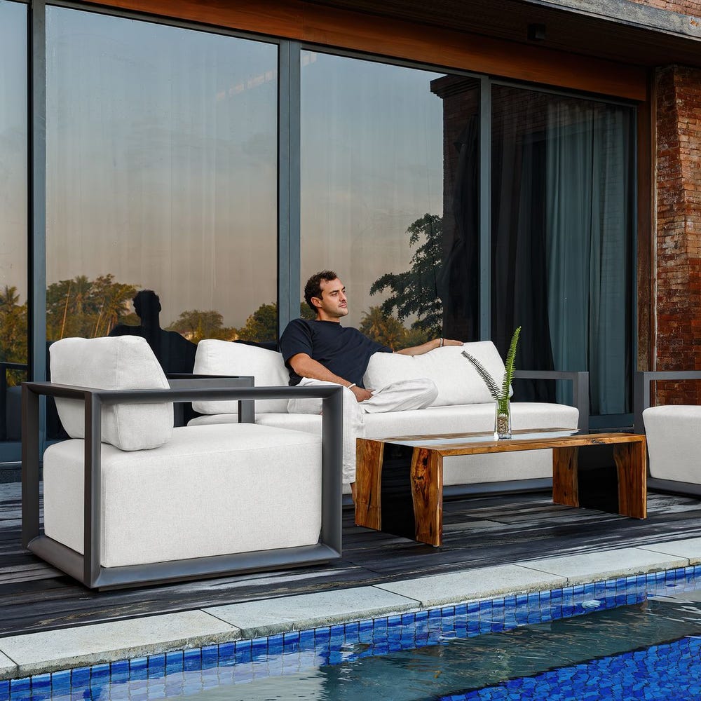Remsen Outdoor Lounge Chair, Java Black/Oyster
