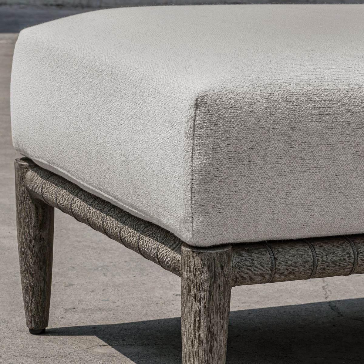 Borneo Outdoor Ottoman, Oyster – Furniture by Uttermost | Sutter & Vale