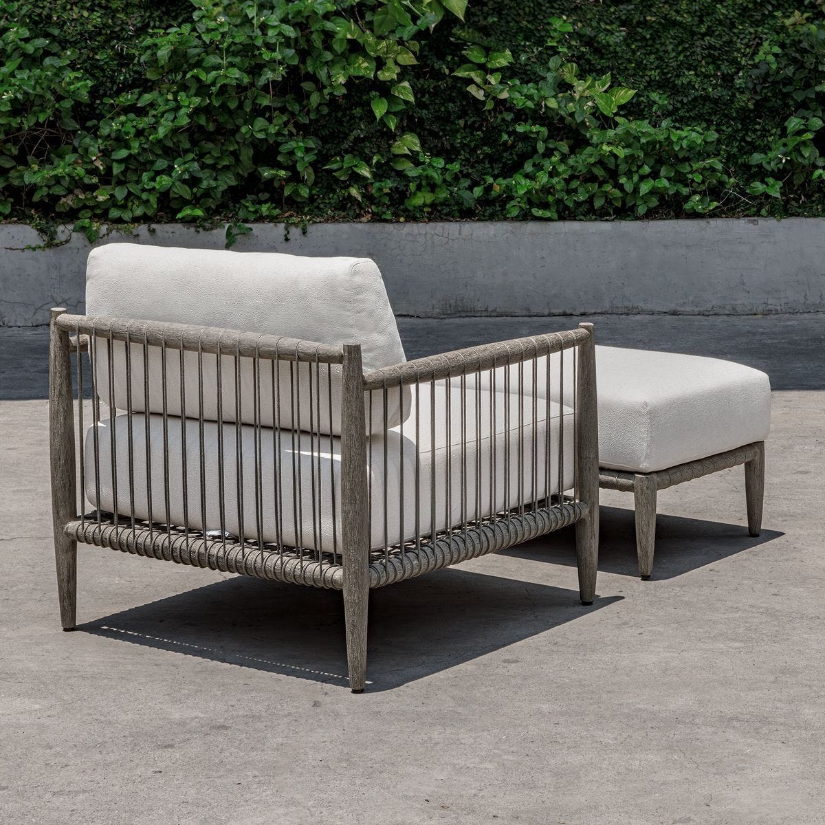 Borneo Outdoor Ottoman, Oyster – Furniture by Uttermost | Sutter & Vale
