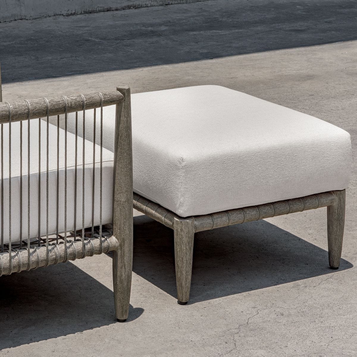 Borneo Outdoor Ottoman, Oyster – Furniture by Uttermost | Sutter & Vale