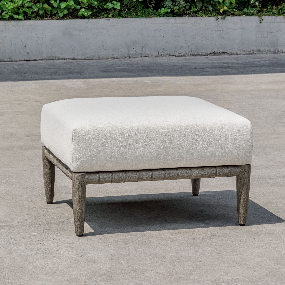 Borneo Outdoor Ottoman, Oyster – Furniture by Uttermost | Sutter & Vale