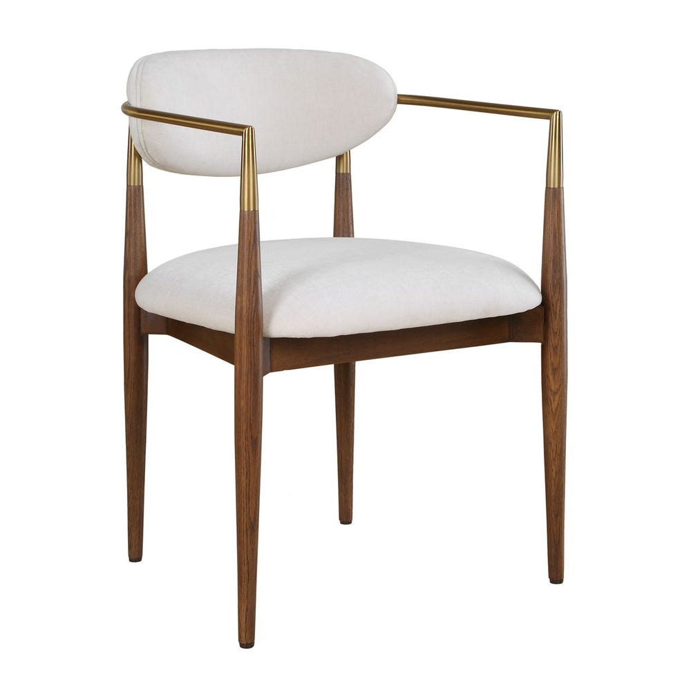 Moxie Dining Arm Chair, Walnut/White
