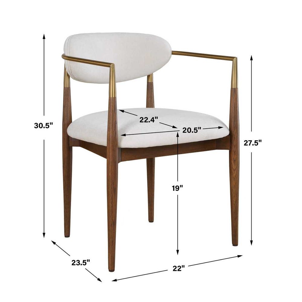 Moxie Dining Arm Chair, Walnut/White