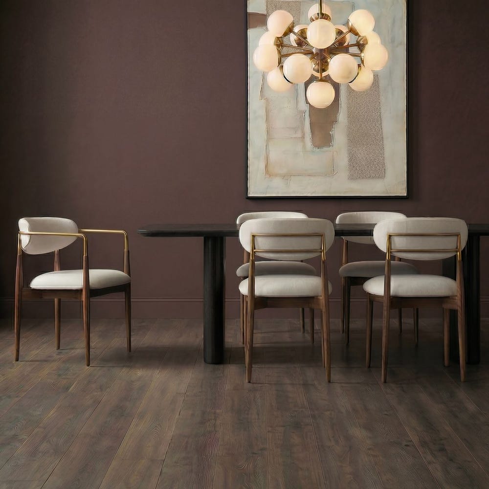 Moxie Dining Arm Chair, Walnut/White