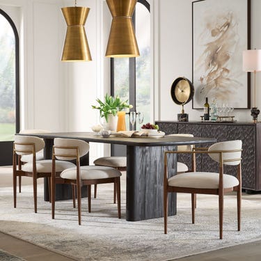 Moxie Dining Arm Chair, Walnut/White