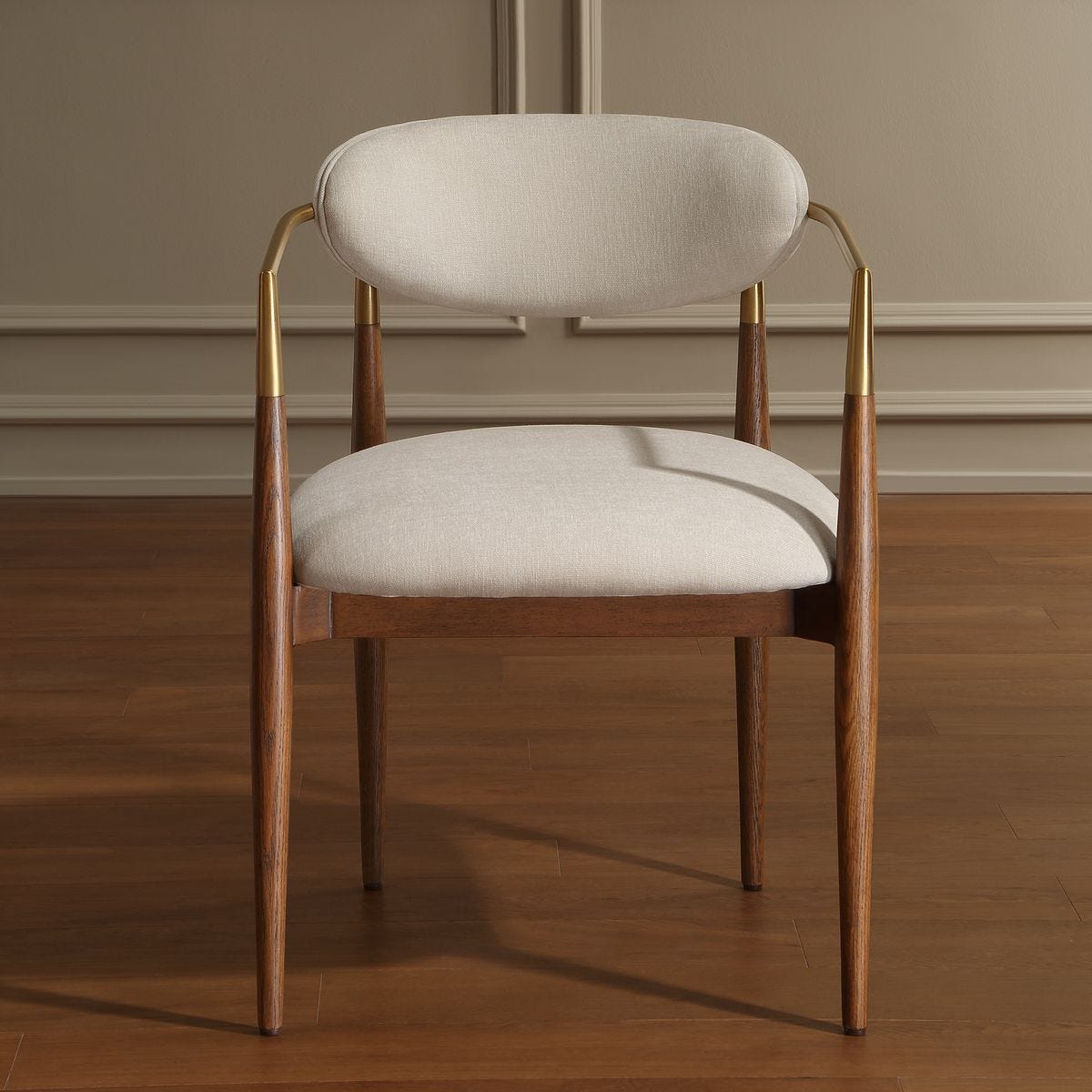 Moxie Dining Arm Chair, Walnut/White