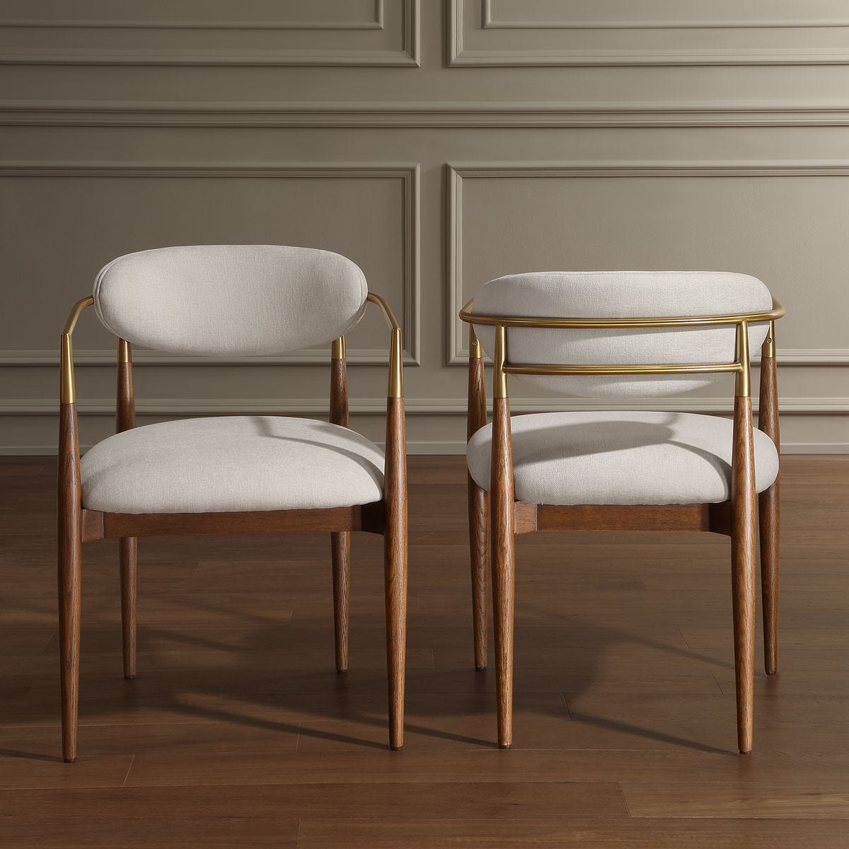 Moxie Dining Arm Chair, Walnut/White