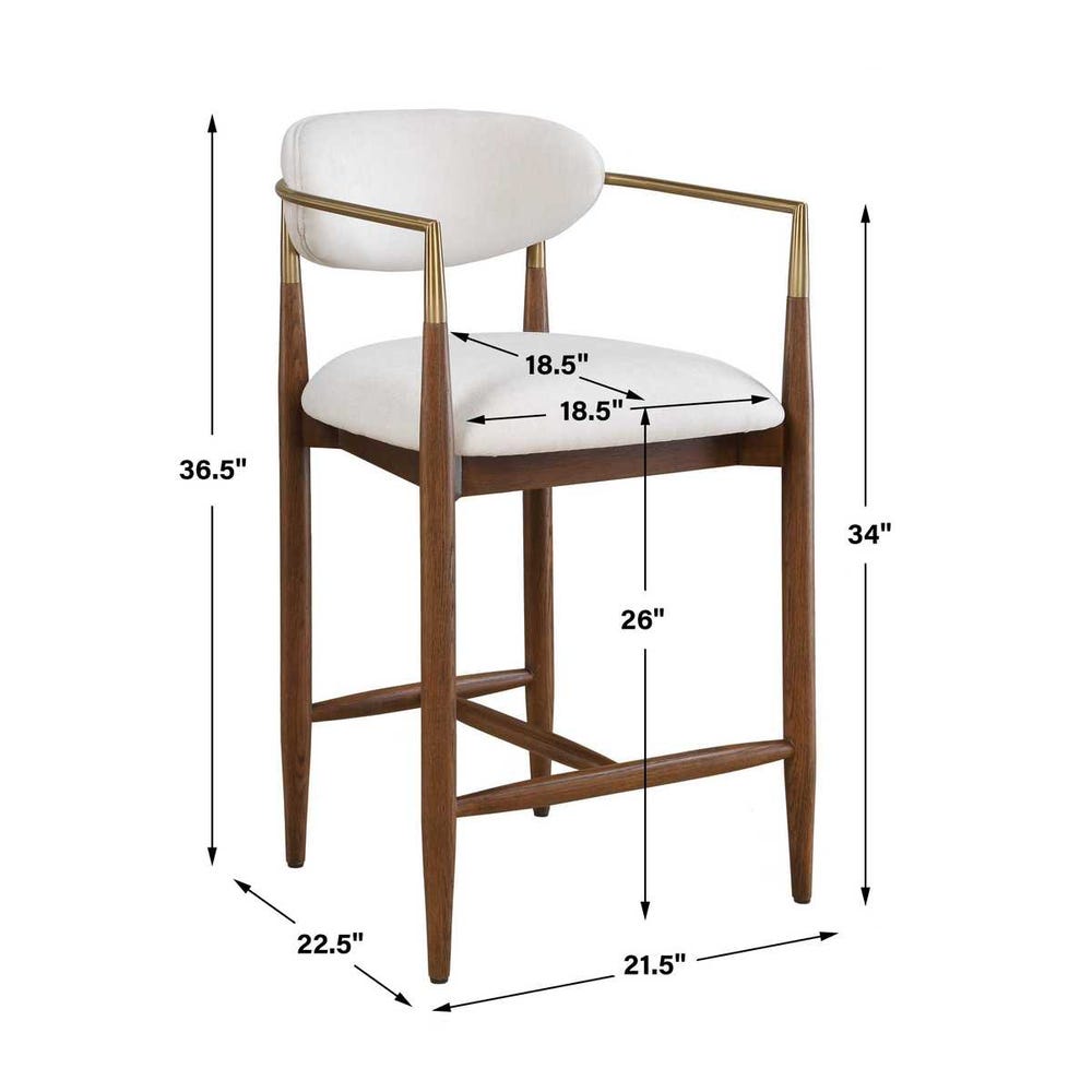 Moxie Counter Stool, Walnut/White
