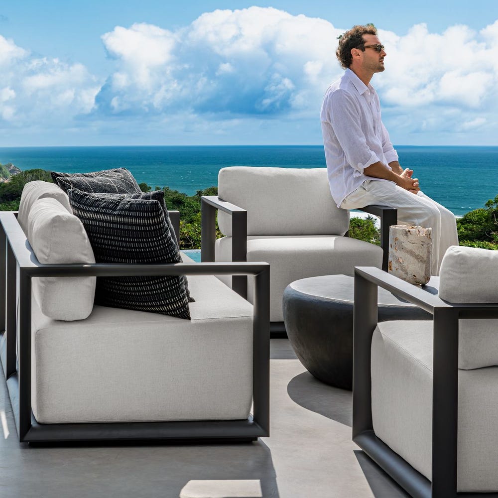 Remsen Outdoor 3 Seater Sofa, Java Black/Oyster